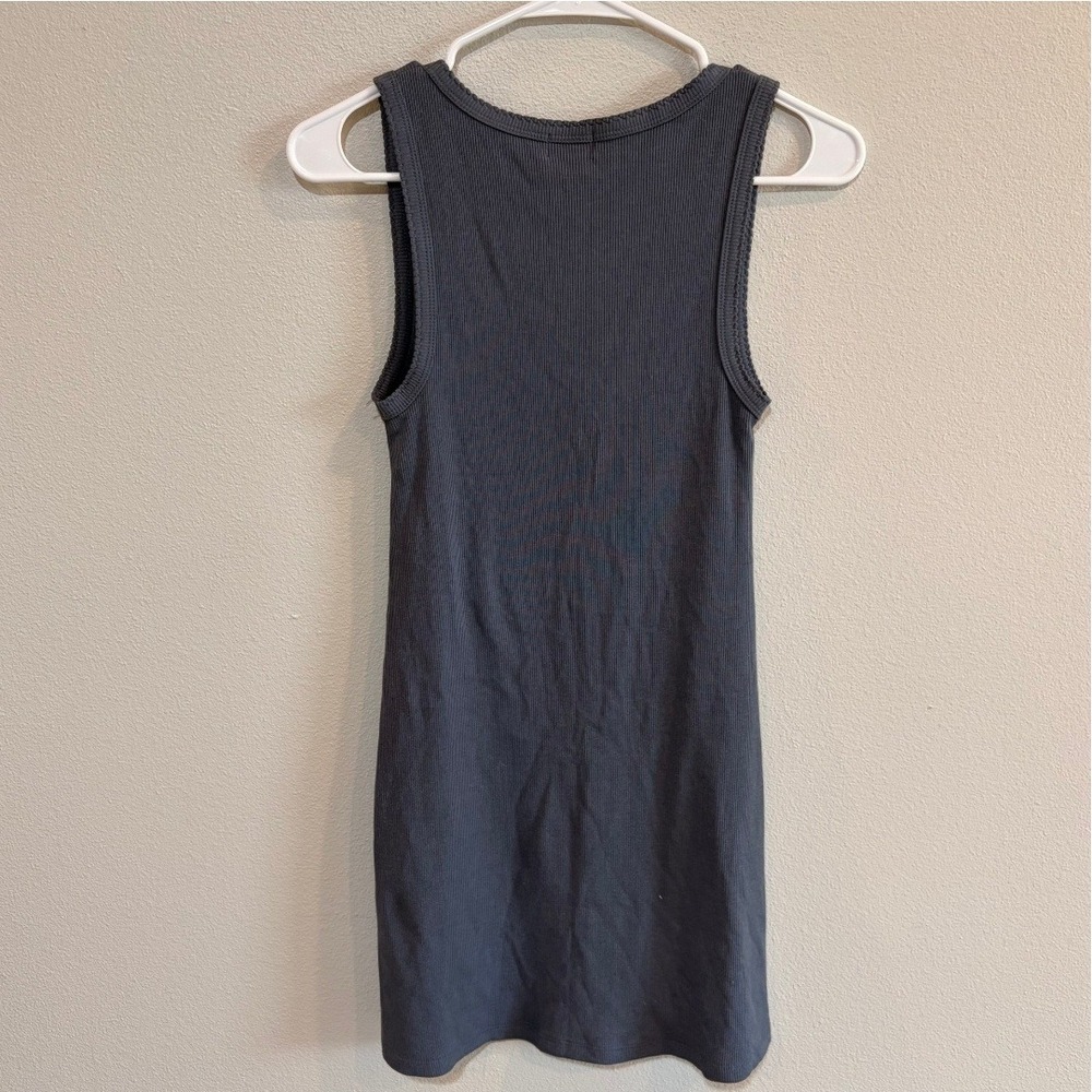 Mills by Millie Bobby Brown Ribbed V-Neck Tank Dress XS Blue Mini Sleeveless - Picture 4 of 5
